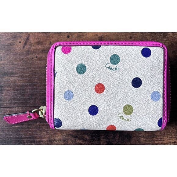Coach Handbags - RARE COACH
Cream Multi Dot Small Wallet